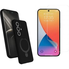 Tekno Grup Tecno Camon 50 Pro Kılıf M-Safe Şarj Özellikli Standlı Samara Kapak-Siyah + Esnek Nano Ekran Koruyucu