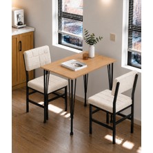 Valu Home 2 Kişilik Mutfak Masa Takımı Masa ve Sandalye Seti Balkon Masası Cafe Masa Takımı Yemek Masası Seti Krem Sandalye