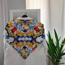 Lente Aksesuar Kadın Premium Desenli Boyun Çanta ve Saç Fuları 70X70 cm