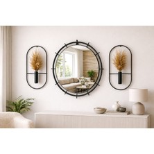 MGS Ayna -Lawi Black Ayna Set Çiçeklik Ayna Set 50 cm Not:pampaslar Dahil Değildir