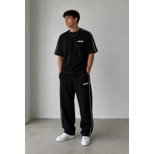 Şerit Detaylı Baggy Tişört Eşofman Takımı