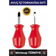 Wintoup #tornavida Profesyonel Ergonomik Pratik Mini Dar Alan Tamir 2'li Avuç Içi Düz Yıldız Tornavida Seti
