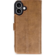 Belirtilmemiş Iphone 16 Kılıf S Kapaklı Kılıf - Taba