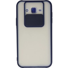 Belirtilmemiş Galaxy J7 Kılıf Palm Buzlu Kamera Sürgülü Silikon - Lacivert