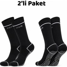 Zoor 2'li Siyah Kaydırmaz Silikonlu Taban Nefes Alan Premium Pilates, Yoga, Fitness, Koşu Sporcu Çorap