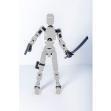Atılgan 3D 3D Baskı Koleksiyon Dummy Figür – Hareketli Eklemli Pozlanabilir Robot Figürü (13 Cm) - Beyaz