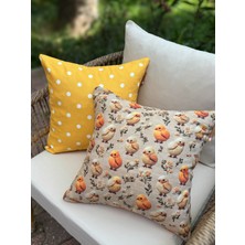 Fifty Home 2 Adet Kırlent Kılıfı 43X43 45X45 cm Dijital Baskı Yaz Temalı Bahçe Balkon Dekoratif Yastık Kılıfı