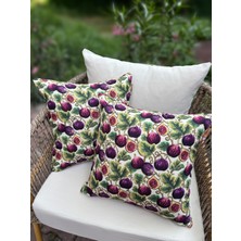 Fifty Home 2 Adet Kırlent Kılıfı 43X43 45X45 cm Dijital Baskı Yaz Temalı Bahçe Balkon Dekoratif Yastık Kılıfı