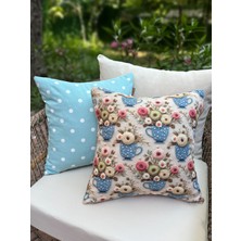 Fifty Home 2 Adet Kırlent Kılıfı 43X43 45X45 cm Dijital Baskı Yaz Temalı Bahçe Balkon Dekoratif Yastık Kılıfı