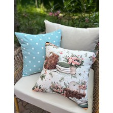Fifty Home 2 Adet Kırlent Kılıfı 43X43 45X45 cm Dijital Baskı Yaz Temalı Bahçe Balkon Dekoratif Yastık Kılıfı