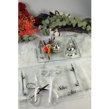 Froyi Söz Nişan Tepsi Seti - Isteme Tepsisi - Şık ve Sade - Zarif - Incili Kurdele Hediyeli