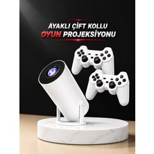 Marsilyan Projeksiyon Cihazı Video Oyun Konsolu Projektör Taşınabilir Ayaklı Çift Kollu 4K Çözünürlüklü