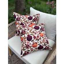 Fifty Home 2 Adet Kırlent Kılıfı 43X43 45X45 cm Dijital Baskı Yaz Temalı Bahçe Balkon Dekoratif Yastık Kılıfı