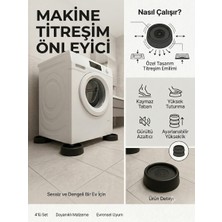 Silva Nature Çamaşır Makinesi ve Beyaz Eşya Titreşim Önleyici Ayak 4'lü Set – Kaymaz Kauçuk Tabanlı Gürültü Azaltıcı Yükseltici Aparat