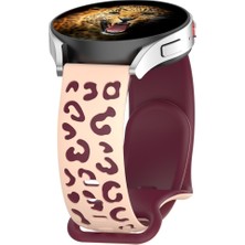 Voyo Huawei Fit 5-4-3 ve Prolara Uyumlu Kordon Çift Renkli Leopar Desen Şık Silikon Saat Kordonu