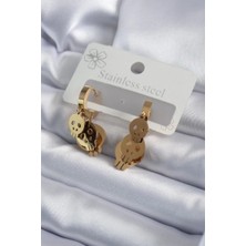 Belirtilmemiş 316L Çelik Gold Renk Sallantı Kuru Kafa Model Kadın Küpe - TJ-BKP7974