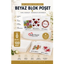 Kalbi Ticaret Beyaz Poşet 100'lü No 0 Takviyeli Poşet 20 x 30 cm El Geçme Baskılı Blok Poşet