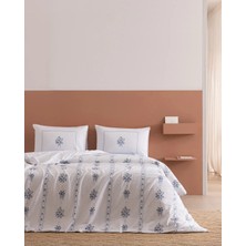Flamingo Home Collections Victorie Çift Kişilik %100 Pamuk Baskılı Çarşaflı Nevresim Takımı - Mavi