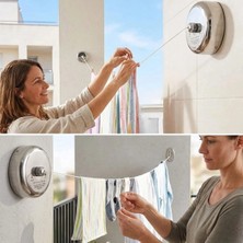 Sepet Dolusu® Paslanmaz Çelik Geri Çekilebilir Çamaşır Ipi – Duvar Tipi Duvara Monte Banyo,balkon,bahçe Çamaşır Kurutma Askısı