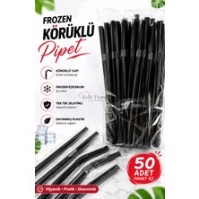 Kalbi Ticaret Siyah Pipet 50'li Paket Jelatinli Sargılı Pipet Frozen Körüklü Pipet