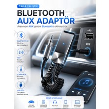 Deanb 5.1 Aux Araç Kiti Bluetooth Çevirici Adaptör 3.5mm Jack Tak Çalıştır Kablosuz Müzik Alıcı 10M