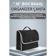 E-BİZ Jaguar Gri Kenarlı Siyah Oto Bagaj Çantası Orta Boy Cırtlı Keçe Kumaş - Geniş Hacimli,dayanıklı,araç Içi Düzenleyici | A2