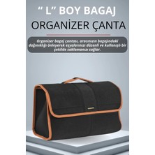E-BİZ Ds Automobiles Kahverengi Kenarlı Siyah Oto Bagaj Çantası Büyük Boy Cırtlı Keçe Kumaş - Geniş Hacimli,dayanıklı,araç Içi Düzenleyici | A6