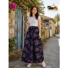 Hoaryage Beli Lastikli Desenli Viskon Basma Kumaş Maxi Boy Anne Etek 36-48BEDEN