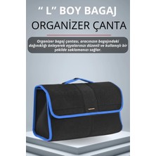E-BİZ Subaru Mavi Kenarlı Siyah Oto Bagaj Çantası Büyük Boy Cırtlı Keçe Kumaş - Geniş Hacimli,dayanıklı,araç Içi Düzenleyici | A4