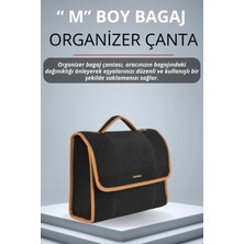 E-BİZ Mazda Kahverengi Kenarlı Siyah Oto Bagaj Çantası Orta Boy Cırtlı Keçe Kumaş - Geniş Hacimli,dayanıklı,araç Içi Düzenleyici | A6