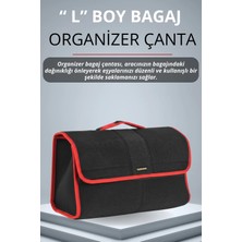 E-BİZ Seat Kırmızı Kenarlı Siyah Oto Bagaj Çantası Büyük Boy Cırtlı Keçe Kumaş - Geniş Hacimli,dayanıklı,araç Içi Düzenleyici | A3