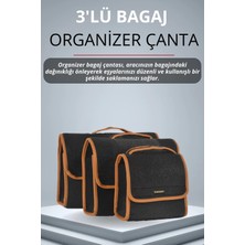 E-BİZ Honda Kahverengi Kenarlı Siyah Oto Bagaj Çantası 3'lü (S,m,l) Cırtlı Keçe Kumaş - Geniş Hacimli,dayanıklı,araç Içi Düzenleyici | A6