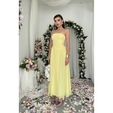 Caddebostan Moda Kadın Straplez Abiye Elbise, Mezuniyet ve Düğün Için Şık Uzun Gece Elbisesi
