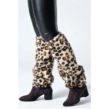 Veraura Lifestyle Leopar Desenli Peluş Tozluk