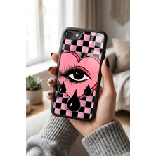 Snacase Apple iPhone 7/8/se Uyumlu Pembe Kalp Tasarımlı Parlak Premium Kılıf