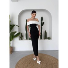 Caddebostan Moda Straplez Yaka Midi Elbise, Özel Gün ve Davet Elbisesi