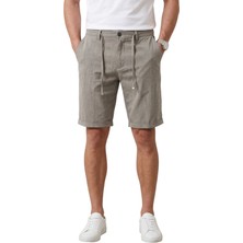 Rizzup Vizon Slim Fit Likralı Çizgi Dokulu Beli Lastikli Ipli Erkek Şort Kapri 2601743