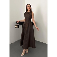 Caddebostan Moda Sıfır Kol Godeli Model Kot Elbise Midi Boy Korsaj Kesim Günlük Elbise