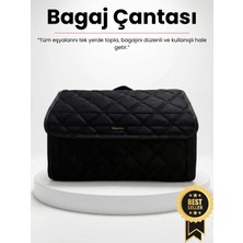 E-BİZ Renault Siyah Kenarlı Siyah Tay Tüyü Araç Bagaj Düzenleyici Organizer – Kaymaz Cırt Bantlı Geniş Hacimli Çanta