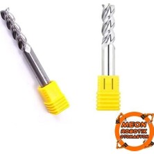 Meon Robotik Otomasyon Aluminyum Seri 6mm 3 Agızlı Karbur Parmak Freze