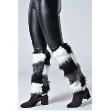 Veraura Lifestyle Siyah Beyaz Çizgili Peluş Tozluk