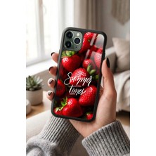 Snacase Apple iPhone 11 Pro Max Uyumlu Çilek Tasarımlı Parlak Premium Kılıf