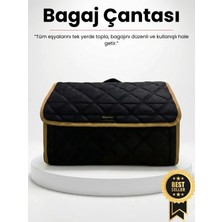 E-BİZ Ferrari Altın Kenarlı Siyah Tay Tüyü Araç Bagaj Düzenleyici Organizer – Kaymaz Cırt Bantlı Geniş Hacimli Çanta