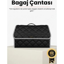 E-BİZ Ds Automobiles Gri Kenarlı Siyah Deri Araç Bagaj Düzenleyici Organizer – Kaymaz Cırt Bantlı Geniş Hacimli Çanta