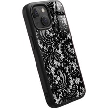 Snacase Apple iPhone 13 Mini Uyumlu Siyah Dantel Tasarımlı Glossy Premium Kılıf
