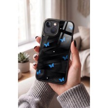 Snacase Apple iPhone 15 Plus Uyumlu Mavi Kelebek Tasarımlı Parlak Premium Kılıf