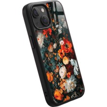 Snacase Apple iPhone 13 Mini Uyumlu Turuncu Çiçek Tasarımlı Glossy Premium Kılıf