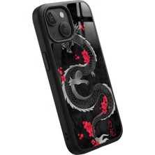Snacase Apple iPhone 12 Mini Uyumlu Siyah Ejderha Tasarımlı Parlak Premium Kılıf