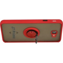 Belirtilmemiş Samsung Galaxy J7 Prime Kılıf Montreal Yüzüklü Silikon Kapak - Kırmızı