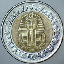 Banknoting Mısır 1 Pound 2010 Tutankhamun Temalı. Bimetal.
